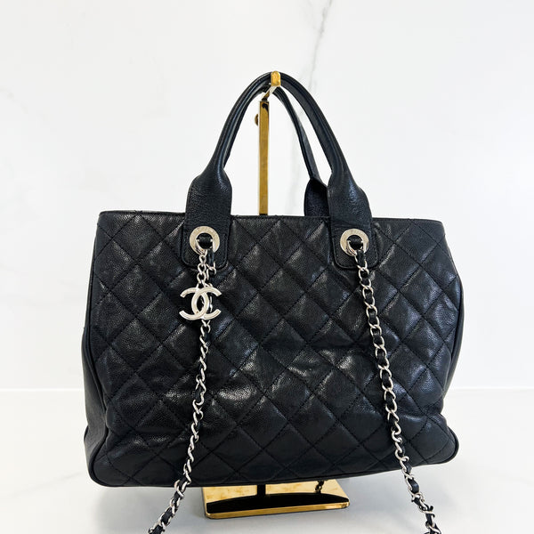 Chanel Black CC Caviar Tote with Top Handle