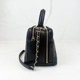 Chanel Calfskin Double Zip Trendy Bowling Bag