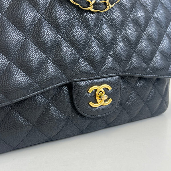 Chanel Classic Jumbo Single Flap Caviar Shoulder Bag GHW