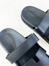 Hermes Chypre Sandals Noir Size 39.5