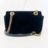 Gucci GG Marmont Matelasse Mini Black Velvet Flap Shoulder Bag