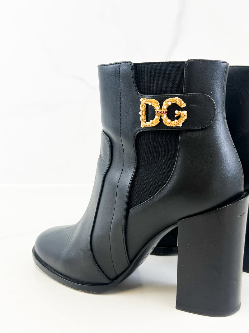 Dolce & Gabbana Leather Ankle Boots Size 38.5