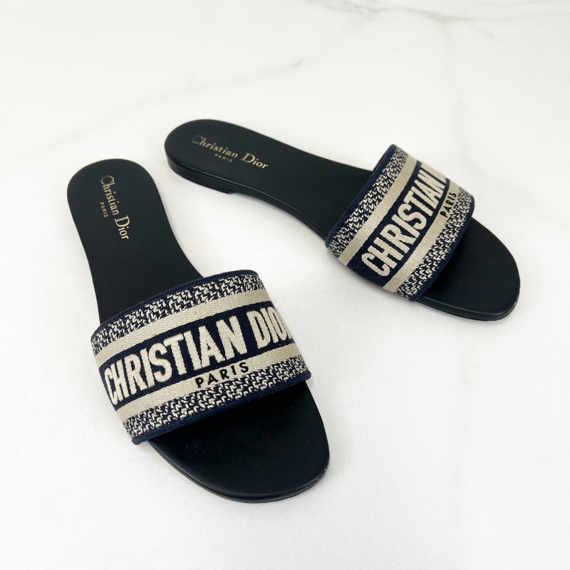 Christian Dior Navy Dway Slides Size 41.5