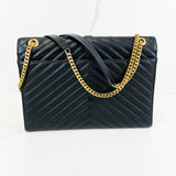 Saint Laurent Black Large Envelope Bag with GHW