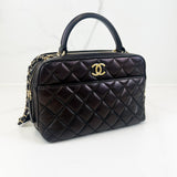 Chanel Calfskin Double Zip Trendy Bowling Bag