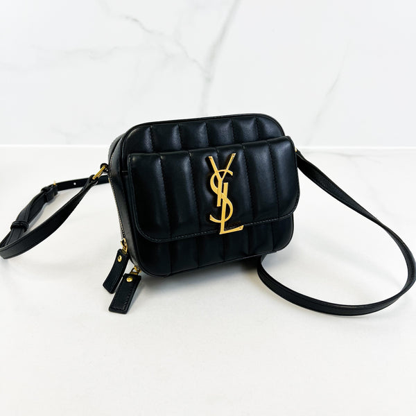 Saint Laurent Mini Black Vicky Smooth Leather Shoulder Bag