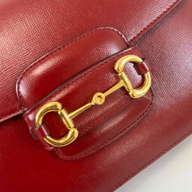 Gucci Horsebit 1955 Small Shoulder Bag in Red Leather