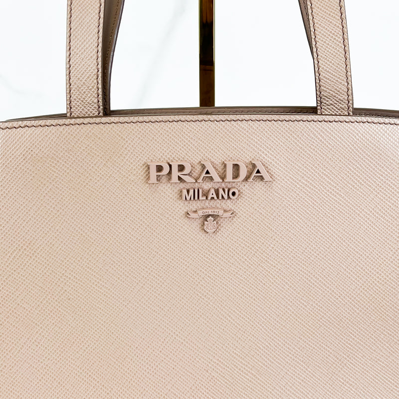 Prada Beige Milano Shoulder Tote Bag Saffiano Leather