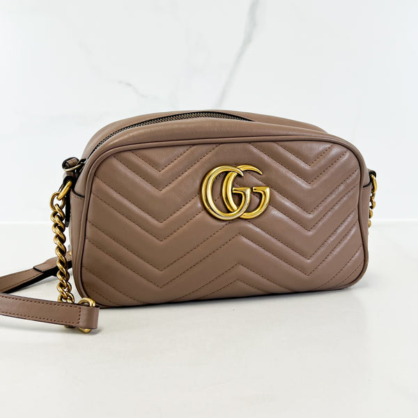 Gucci Beige GG Small Marmont Matelasse Shoulder Bag