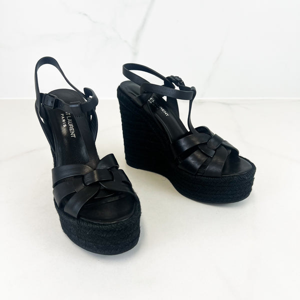 Saint Laurent Black Tribute Wedge 130mm Size 38.5