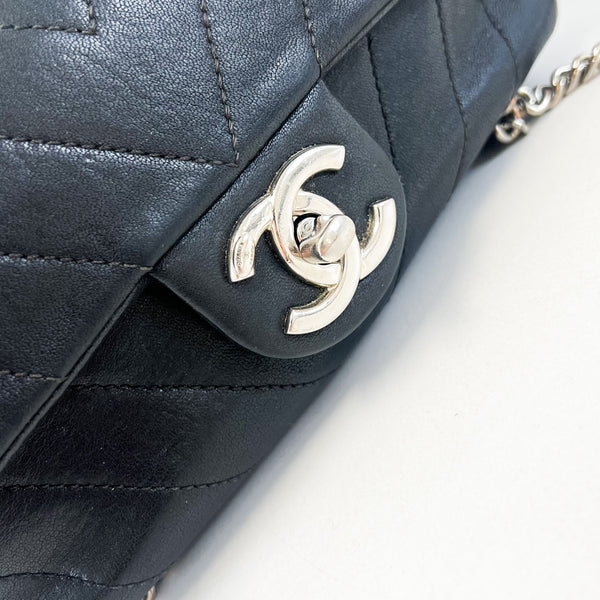 Chanel Black Chevron Rectangle Flap Lambskin