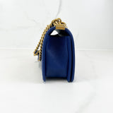 Chanel Blue Old Medium Caviar Boy Bag with Antique Gold Hardware