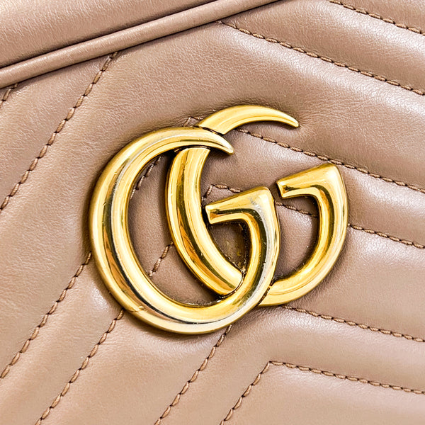 Gucci Beige GG Small Marmont Matelasse Shoulder Bag