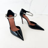 Amina Muaddi Ursina Black Patent Pump Size 36