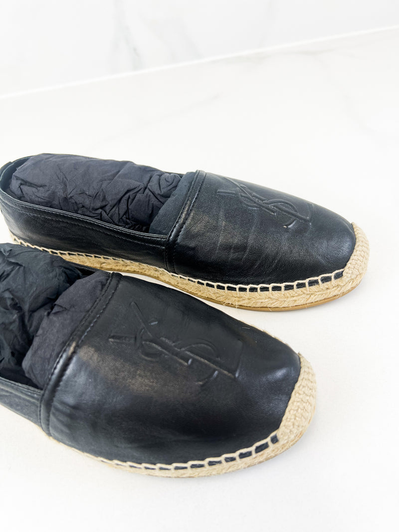 Saint Laurent Black Monogram Espadrilles Size 38