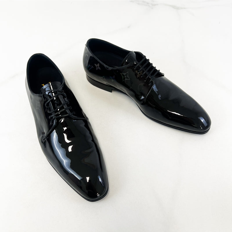 Louis Vuitton Black Monogram Patent Leather Oxford Dress Shoe Size 7