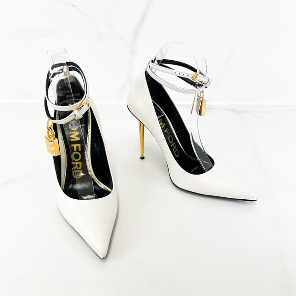 Tom Ford White Ankle Padlock Pump Size 35