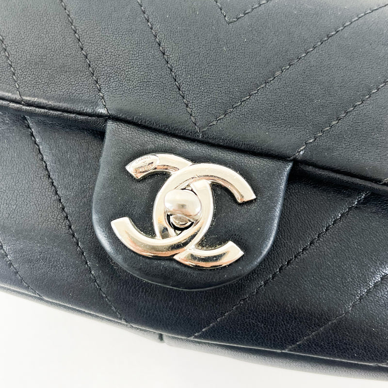 Chanel Black Chevron Rectangle Flap Lambskin