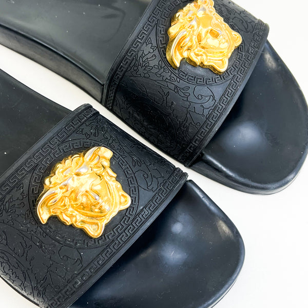 Versace Palazzo Black Medusa Pool Slides Size 39