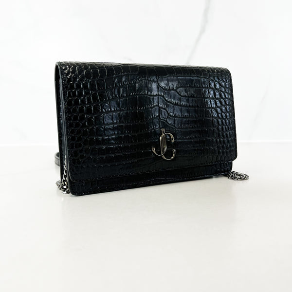 Jimmy Choo Croc Embossed Varenne Chain Bag