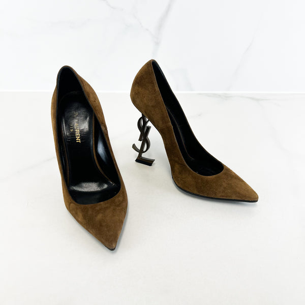 Saint Laurent Opyum Pump in Suede Brown Size 37