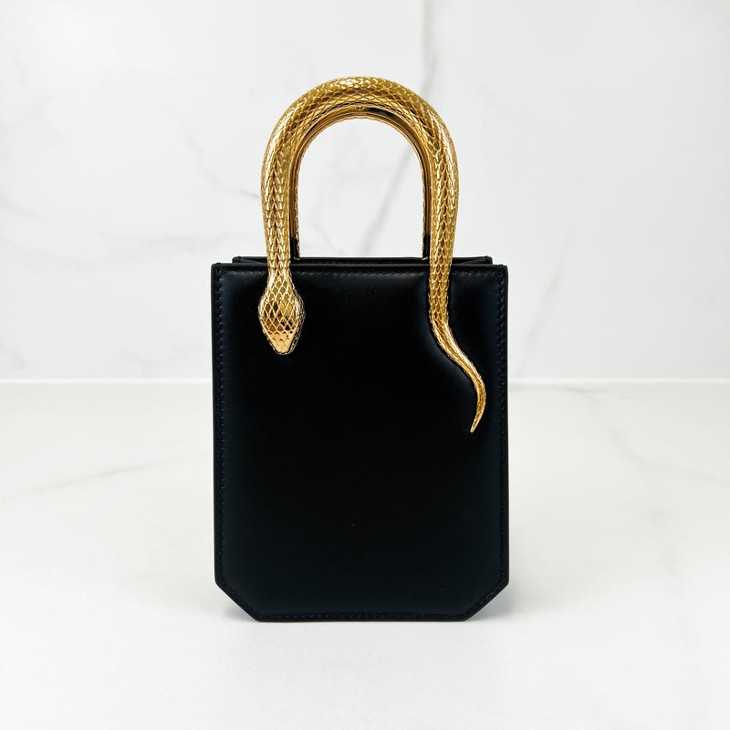 Bvlgari Black Leather Serpenti Mini Tote