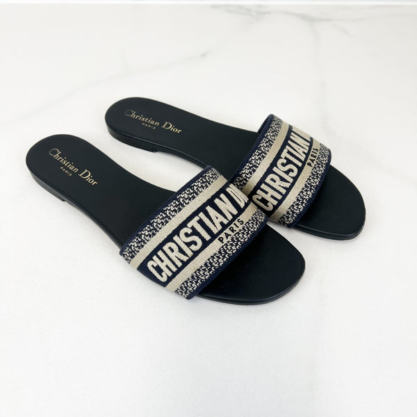 Christian Dior Navy Dway Slides Size 41.5