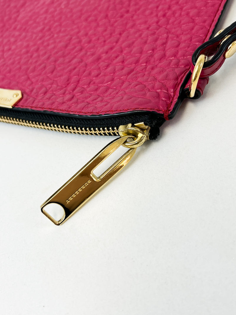 Burberry Pebbled Burgundy Leather Pouch