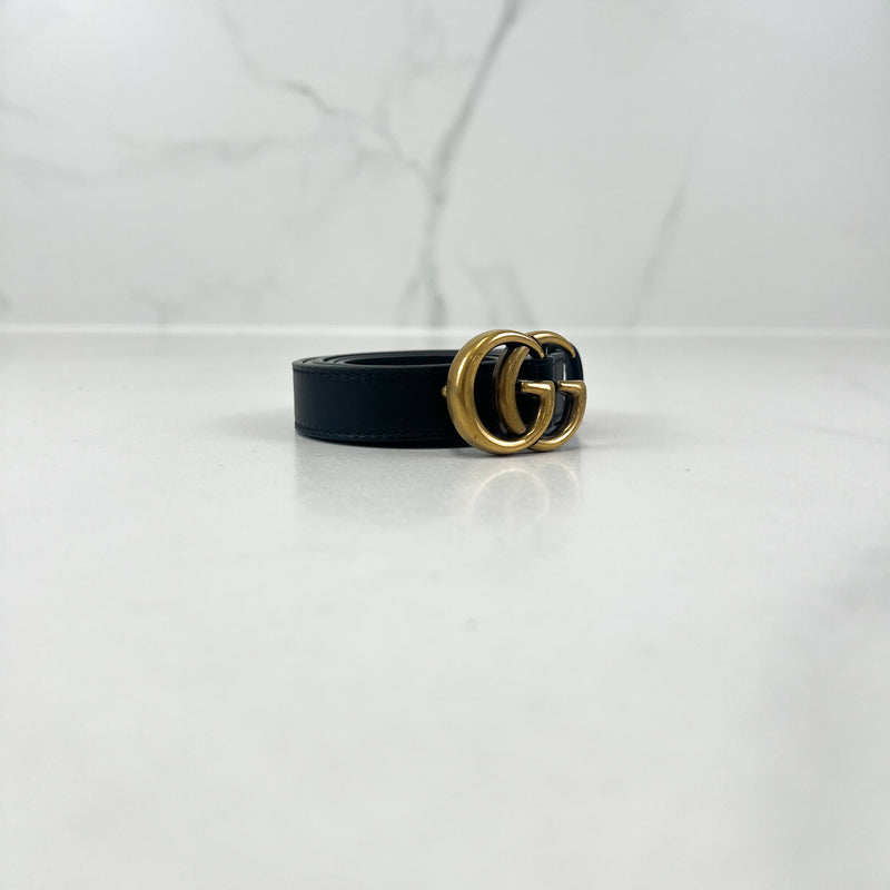 Gucci GG Black Belt 20mm Size 80