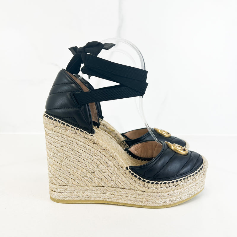 Gucci GG Marmont Espadrilles Wedges Size 38