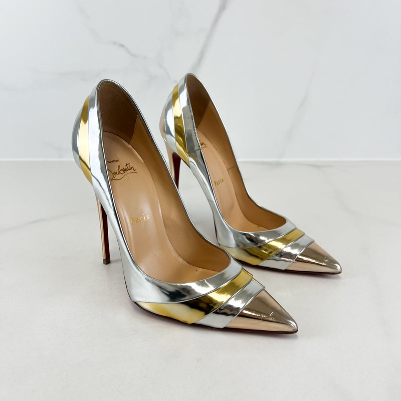 Christian Louboutin Gold/Silver So Kate 120 Size 38