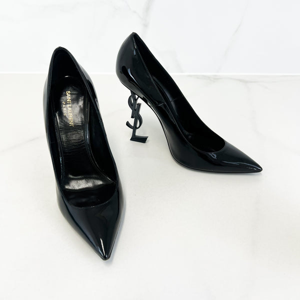 Saint Laurent Opyum Black Leather Pumps BHW Size 42