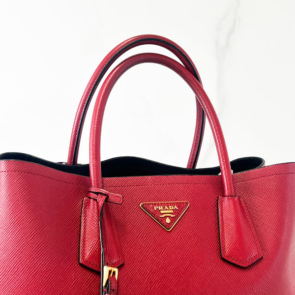 Prada Red Saffiano Leather Double Bag