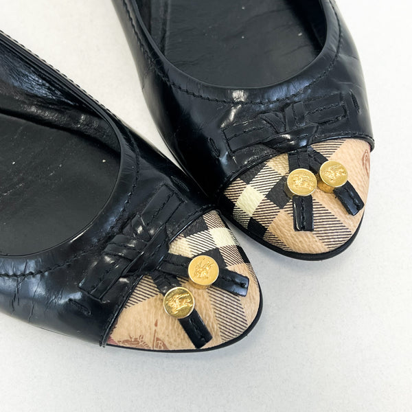 Burberry Brown House Check Ballet Flat Size 38