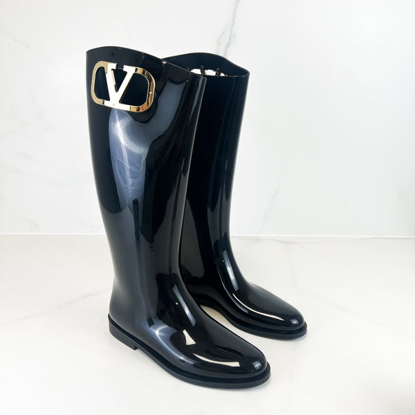 Valentino Black Logo Boots Size 40