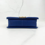 Chanel Blue Old Medium Caviar Boy Bag with Antique Gold Hardware