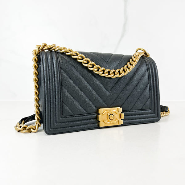 Gray chanel boy on sale bag