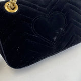 Gucci GG Marmont Matelasse Mini Black Velvet Flap Shoulder Bag