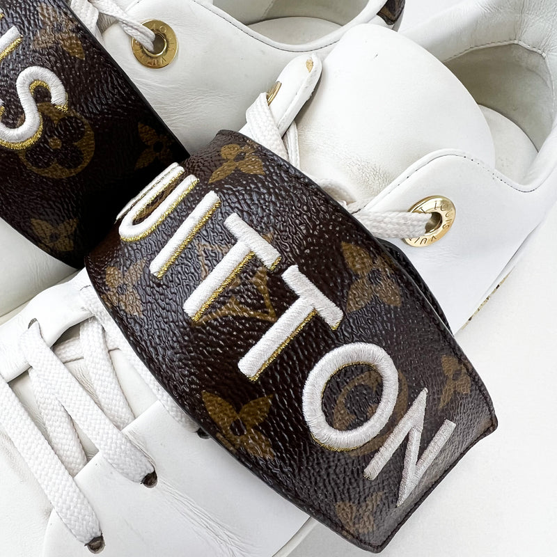 Louis Vuitton Silver Leather Frontrow Sneakers Size 38.5 Louis Vuitton