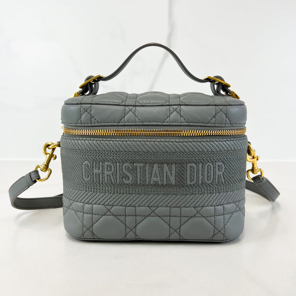 Dior - Small Diortravel Vanity Case Stone Gray Cannage Lambskin - Women