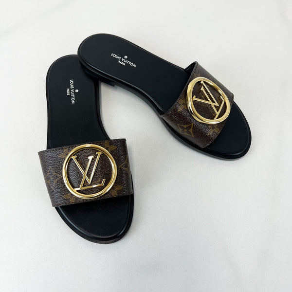 Louis Vuitton Brown Monogram Canvas Lock It Mules Flat Sandals Size 41 Louis  Vuitton  TLC