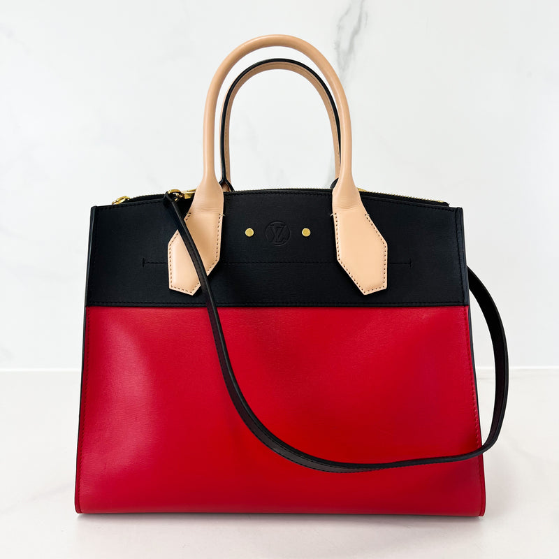 Handbags Louis Vuitton Louis Vuitton City Steamer Red / Black Leather PM