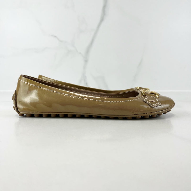 Louis Vuitton Gold Patent Leather Oxford Ballet Flats Size 36 For